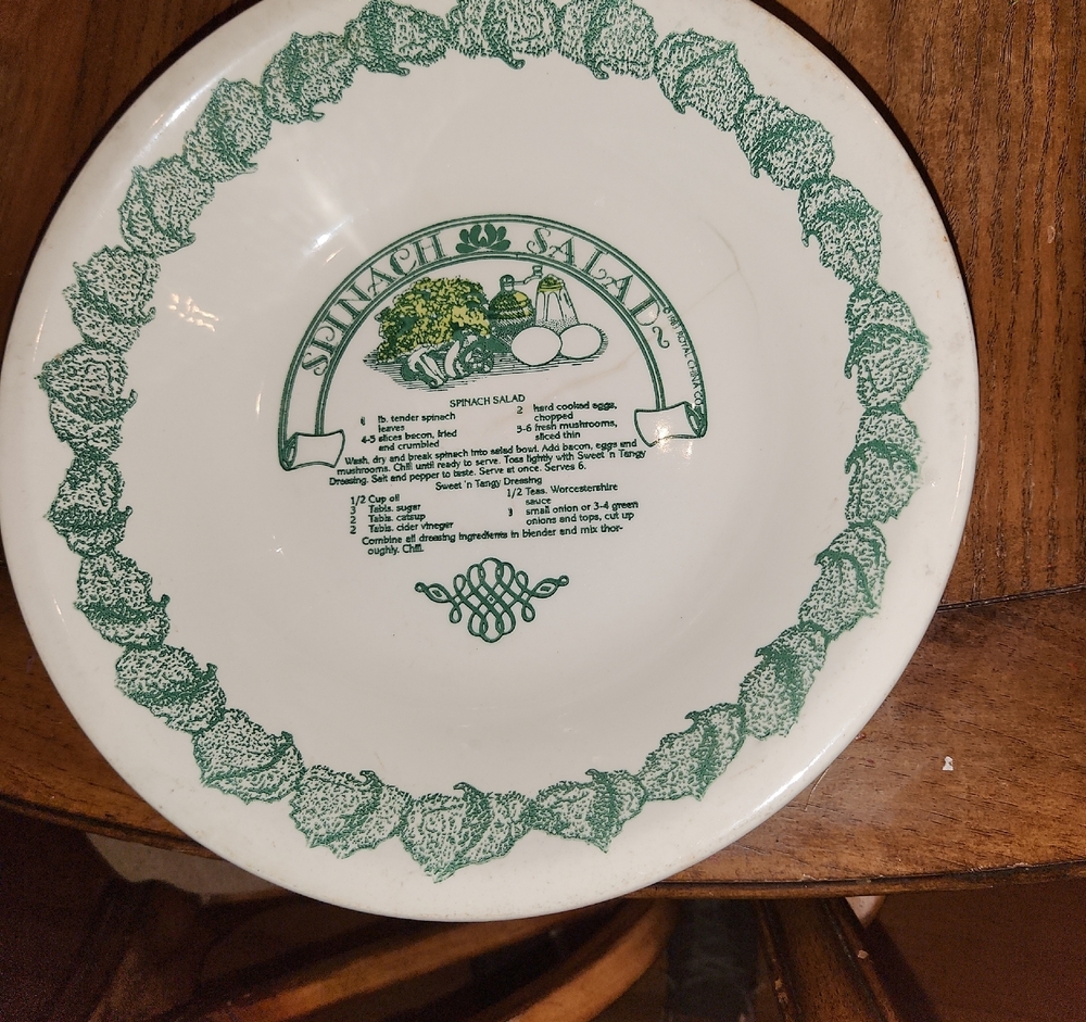 Vintage Green and White Salad Plate